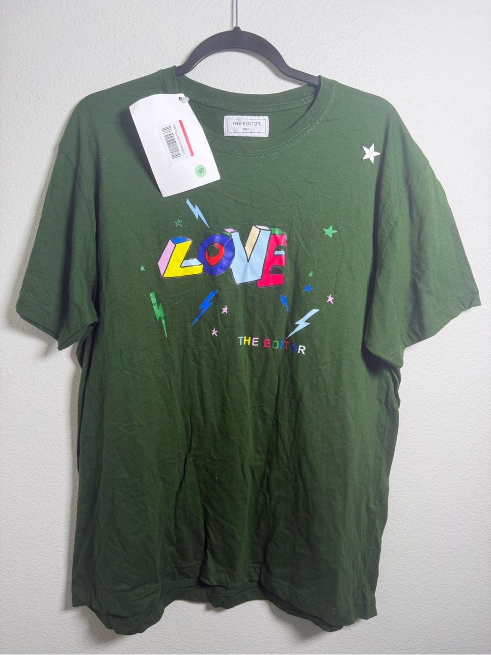 The Editor NWT Made in Italy Green Love Shirt XXL